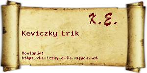 Keviczky Erik névjegykártya